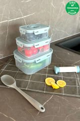 Primanova Seoul Üçlü Vakumlu Saklma Kabı+Pompa 2500ml+1300ml+600m-lSKS01-16-02