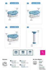 Primanova Seoul Üçlü Vakumlu Saklma Kabı+Pompa 2500ml+1300ml+600m-lSKS01-16-02