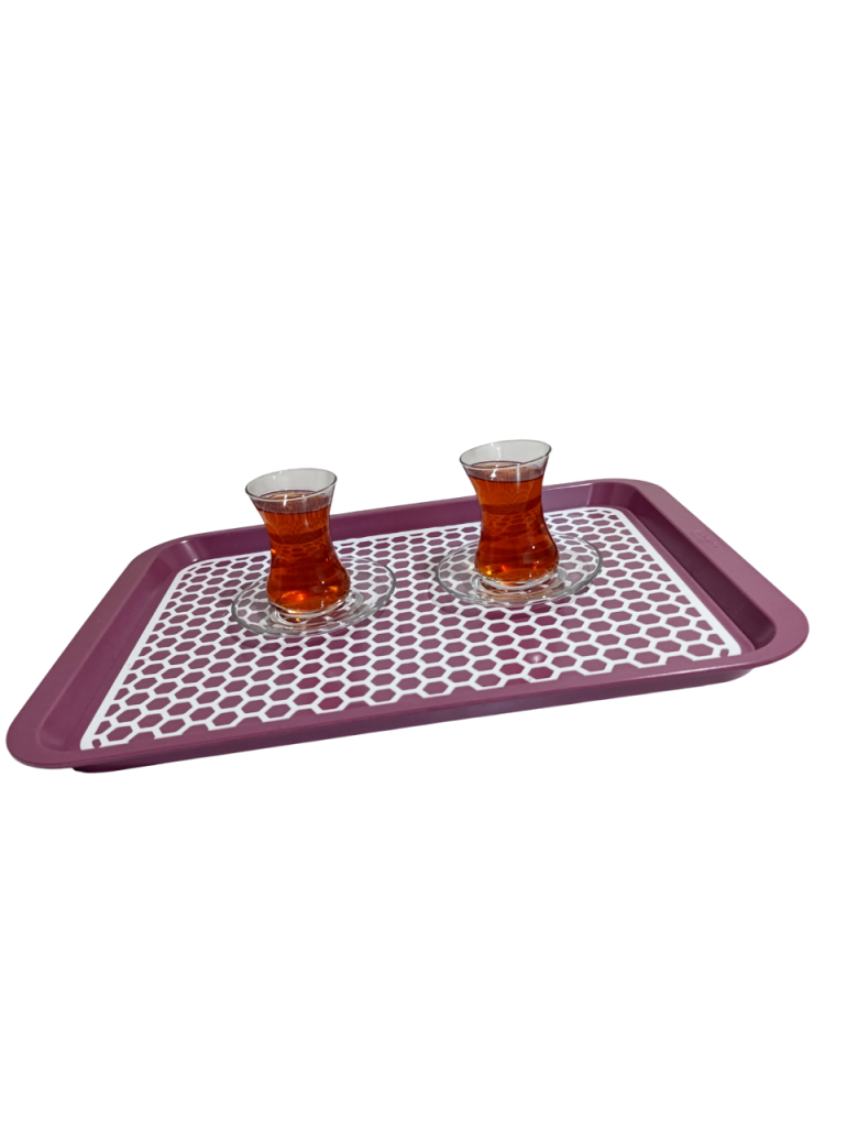 Kaydırmaz Tabanlı Servis Tepsi Sunum Tepsisi Büyük Boy-1136-02-Bordo,Yeşil Bordo