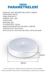 USB Şarjlı PIR Hareket Sensörlü Kızıl ötesi Gece Lambası Magnet Mıknatıslı 6000K-Beyaz-2Adet-7218