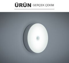USB Şarjlı PIR Hareket Sensörlü Kızıl ötesi Gece Lambası Magnet Mıknatıslı 6000K-Beyaz-2Adet-7218