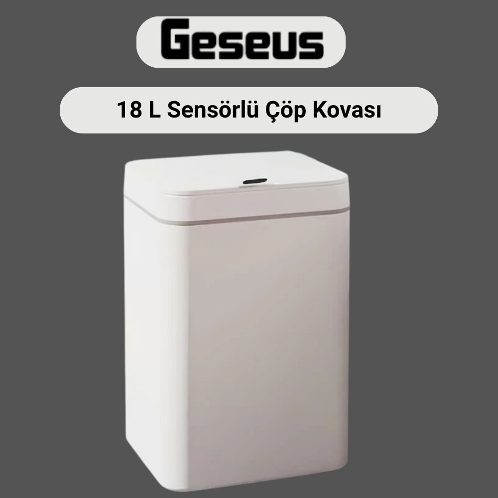Sensörlü Çöp Kovası Plastik 18 Litre-Beyaz Yerli Üretim