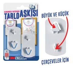 Kendinden Yapışkanlı Tablo Çerçeve Saat Askısı 2 adet 3 kg taşır