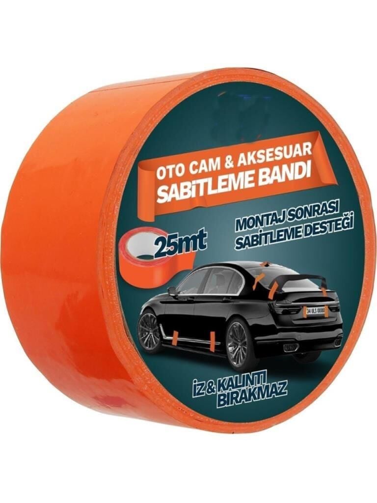 Oto Cam Ve Aksesuar Geçici Sabitleme Bandı Turuncu 45mmx25mt