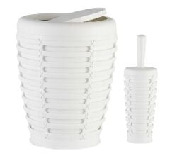 Primanova Palm Çöp Kovası ve Tuvalet Fırçası Beyaz