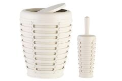 Primanova Palm Çöp Kovası ve Tuvalet Fırçası Bej