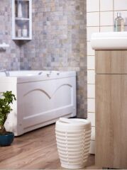 Primanova Palm Çöp Kovası ve Tuvalet Fırçası Bej