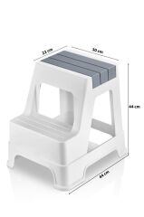 Çelik Ayna Zilkale Büyük Boy Çift Katlı Basamak Çok Amaçlı Dayanıklı Tabure Beyaz+Gri-254