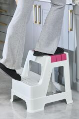 Çelik Ayna Zilkale Büyük Boy Çift Katlı Basamak Çok Amaçlı Dayanıklı Tabure Beyaz+Gri-254