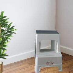 Çelik Ayna Zilkale Büyük Boy Çift Katlı Basamak Çok Amaçlı Dayanıklı Tabure Beyaz+Gri-254