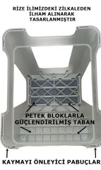 Çelik Ayna Zilkale Büyük Boy Çift Katlı Basamak Çok Amaçlı Dayanıklı Tabure Beyaz+Açık Kahve -254