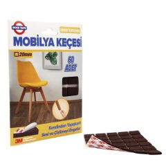 Mobilya Keçesi Sese ve Çizilmeye Son Yapışkanlı 20mmx60Ad-Kare kahverengi