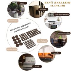 Mobilya Keçesi Sese ve Çizilmeye Son Yapışkanlı 25mmx40Ad-Yuvarlak kahverengi