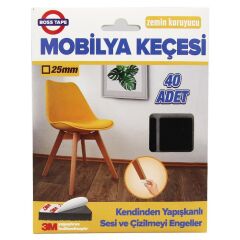 Mobilya Keçesi Sese ve Çizilmeye Son Yapışkanlı 25mmx40Ad-Kare gri
