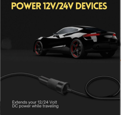 Araç Çakmaklık Uzatma Kablosu 12-24 Volt 16 Amper 2 X1,5mm TTR Bakır 2 Mt-Siyah