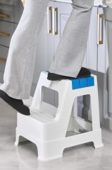 Çelik Ayna Zilkale Büyük Boy Çift Katlı Basamak Çok Amaçlı Dayanıklı Tabure Beyaz+ Mavi-254