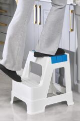 Çelik Ayna Zilkale Büyük Boy Çift Katlı Basamak Çok Amaçlı Dayanıklı Tabure Beyaz+ Mavi-254