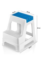 Çelik Ayna Zilkale Büyük Boy Çift Katlı Basamak Çok Amaçlı Dayanıklı Tabure Beyaz+ Mavi-254