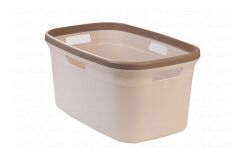 Motek 80 Litre Kirli Çamaşır Sepeti Çamaşır Selesi 2'li Set Kahve