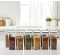 Geseus Uzun Kare Hava Geçirmez Erzak Saklama Kabı 12 Adet 3100 ML