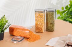Geseus Uzun Kare Hava Geçirmez Erzak Saklama Kabı 6 Adet 3100 ML