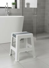 Çelik Ayna Zilkale Büyük Boy Çok Amaçlı Dayanıklı Tabure Beyaz+Gri-252