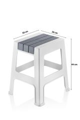 Çelik Ayna Zilkale Büyük Boy Çok Amaçlı Dayanıklı Tabure Beyaz+Gri-252