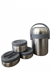 Geseus Çelik Yemek Termosu Sefer Tası 3 Bölmeli İç Dış Çelik