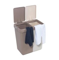 Motek Mt09 80 Litre Çift Gözlü Kirli Çamaşır Sepeti Pratik Kapaklı iki Gözlü