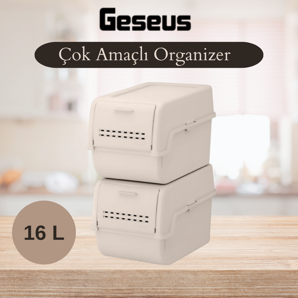 Geseus Motek 8 Lt Organizer 2’li Çok Amaçlı Kapaklı Saklama Kutusu