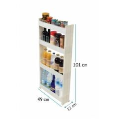 Motek Çok Amaçlı Tekerlekli Raf Plastik Raf Mutfak Rafı Banyo Raf SR-04 SİYAH ANTRASİT