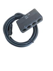 Araç Çakmak Uzatma Kablosu Çakmaklık Çoklayıcı LCD Ekranlı USB, Type-C çıkışlı 12 Volt 10 Amper 120 WAT 2 X1,5mm TTR Bakır 5 Mt-Siyah-YT-OT733