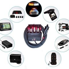 Araç Çakmak Uzatma Kablosu Çakmaklık Çoklayıcı LCD Ekranlı USB, Type-C çıkışlı 12V/10A/120W 2 X1,5mm TTR Bakır 5Mt-YTOT733