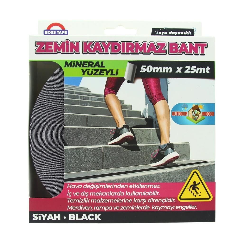 Geseus Boss  Siyah Merdiven Kaydırmaz 50mmx25mt Bant