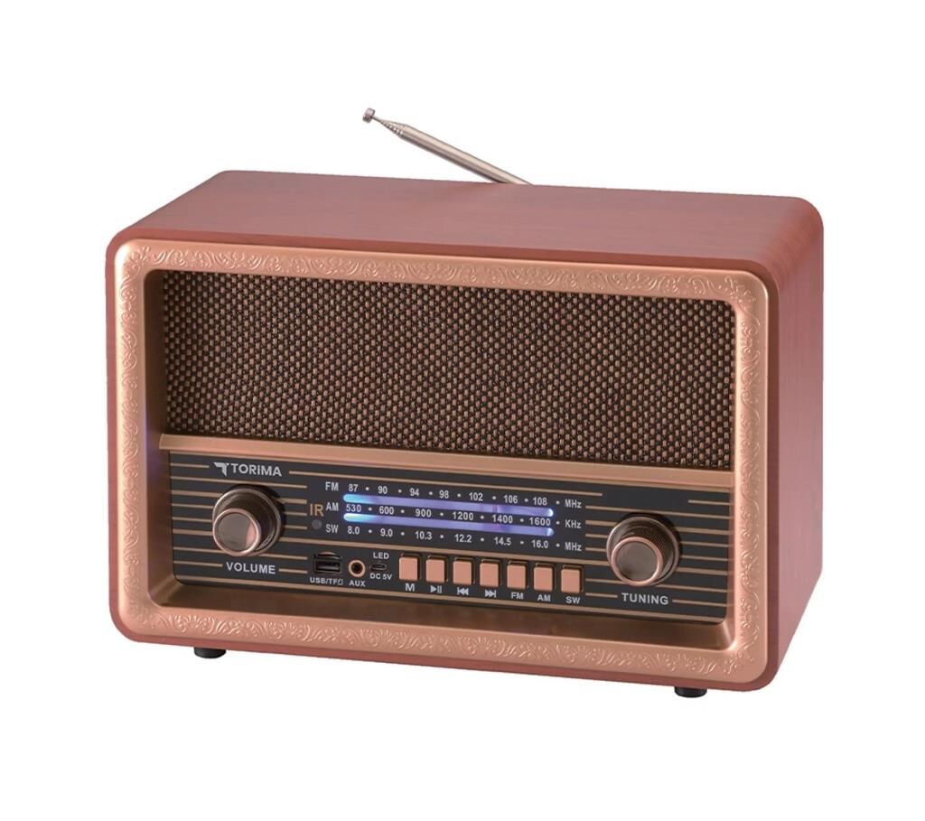 Nostaljik Ahşap Şarjlı 3 Bant Büyük Boy Radyo,Tf,Usb Girişli,Fm Radyo,Bluetooth Bağlantılı- D56-KOYU KAHVE