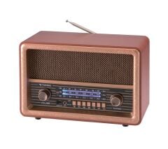 Nostaljik Ahşap Şarjlı 3 Bant Büyük Boy Radyo,Tf,Usb Girişli,Fm Radyo,Bluetooth Bağlantılı- D56-KOYU KAHVE