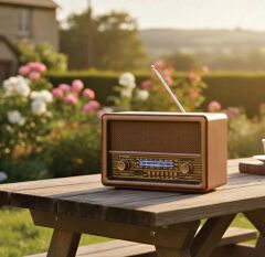 Nostaljik Ahşap Şarjlı 3 Bant Büyük Boy Radyo,Tf,Usb Girişli,Fm Radyo,Bluetooth Bağlantılı- D56-KOYU KAHVE