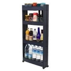 Motek Çok Amaçlı Tekerlekli Organizer Mutfak Banyo Raf Antrasit Siyah SR-04