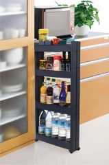 Motek Çok Amaçlı Tekerlekli Organizer Mutfak Banyo Raf Antrasit Siyah SR-04