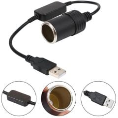 USB 5 Volt To 12 Volt Max 1 Amper Çakmak Fiş Çevirici USB PD Portundan Gelen Gücü 12V Araç Çakmak Soketine Dönüştürür