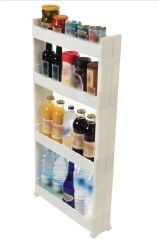 Motek Çok Amaçlı Tekerlekli Organizer Mutfak Banyo Rafı Beyaz SR-04