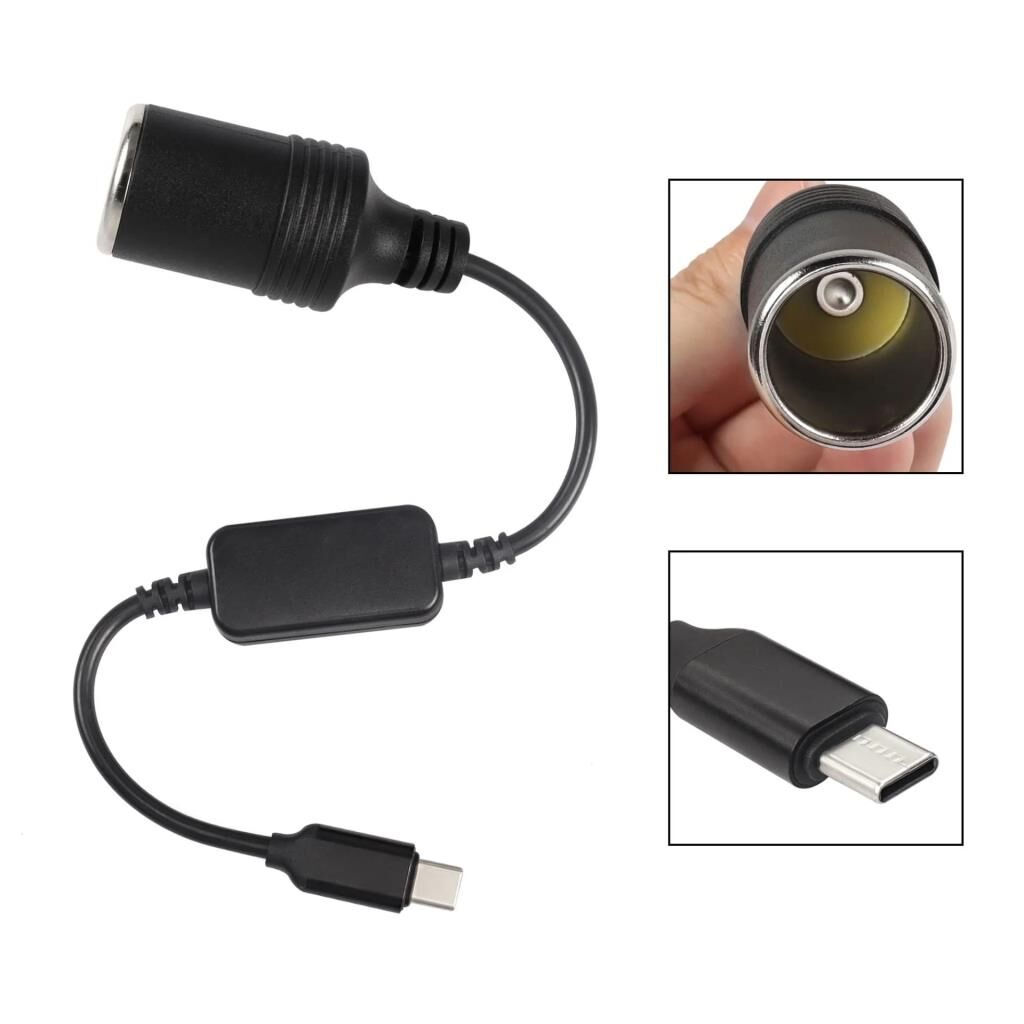Type-C 5 Volt To 12 Volt Max 1 Amper Çakmak Fiş Çevirici Type-C PD Portundan Gelen Gücü 12V Araç Çakmak Soketine Dönüştürür