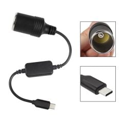 Type-C 5 Volt To 12 Volt Max 1 Amper Çakmak Fiş Çevirici Type-C PD Portundan Gelen Gücü 12V Araç Çakmak Soketine Dönüştürür