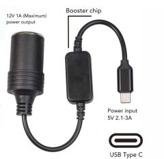 Type-C 5 Volt To 12 Volt Max 1 Amper Çakmak Fiş Çevirici Type-C PD Portundan Gelen Gücü 12V Araç Çakmak Soketine Dönüştürür