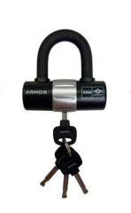 Armor 781 MV Motosiklet Disk Kilidi U- Bar Kelepçeli Çelik Kilit 16mm Çap+Hatırlatma Kablosu