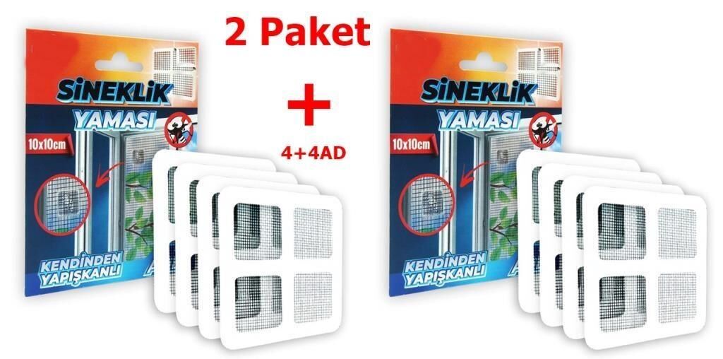 Sineklik Yaması Sineklik Tamir Bantı Kendinden Yapışkanlı 10x10cm 4Ad X2 Paket