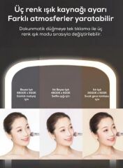 Dokunmatik Led Işıklı Usb Şarjlı Makyaj Aynası Kare Pembe Gün ışığı ve Beyaz Işık Özelliği-SM8036