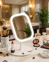 Dokunmatik Led Işıklı Usb Şarjlı Makyaj Aynası Kare Beyaz Gün ışığı ve Beyaz Işık Özelliği-SM8036