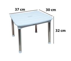 Çelik Ayna Alüminyum Ayaklı Paslanmaz Kare Tabure 910