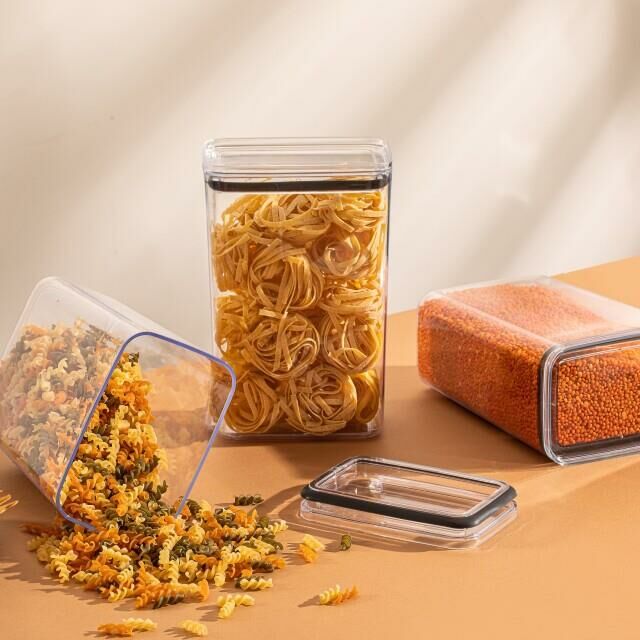 Vakumlu Hava Almaz Saklama Kabı Seti Erzak Kabı Dikdörtgen 12Adet 3100ML